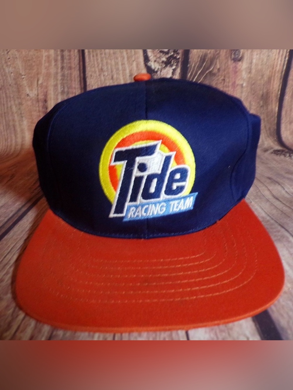 Mens Vintage Navy Blue Orange Tide Detergent Racing Team NASCAR Snap Back Hat💙🏁🧡